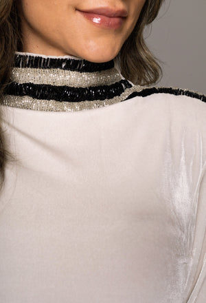 Vestido Veludo com franjas