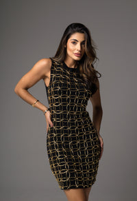 Vestido bordado em vidrilhos